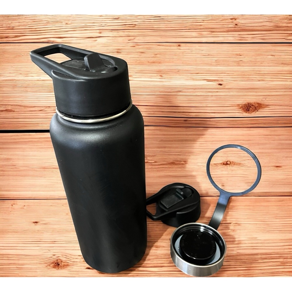 DrinCo‎ 32 oz Stainless Steel Bottle Hot Cold Water 3 Lids Leakproof Dishwasher